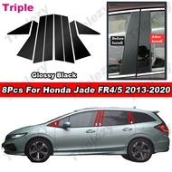 8Pcs Glossy Piano Black PC Material Auto Mirror Effect Car Door Window BC Pillar Post Column Cover T