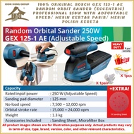 BOSCH GEX 125-1 AE Random Orbit Sander (Eccentric) 250W with Adjustable Speed/ Mesin Kertas Pasir, M