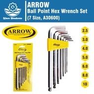 ARROW Ball Point Hex Key Set / Allen Key Set [2.5, 3.0, 4.0, 5.0, 6.0, 8.0, 10mm] (A30600)