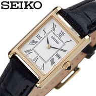 【Direct from Japan】SEIKO Watch Women's Women Leather Belt Leather White Black Gold Square Rectangle Antique Retro Pair Simple