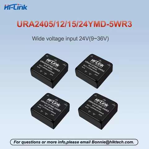 Hi-Link 9-36Vdc to 5W 3.3V/5V/12V/15V/24V URA2405YMD-5WR3 URA2412YMD-5WR3 URA2415YMD-5WR3 DC-DC Powe