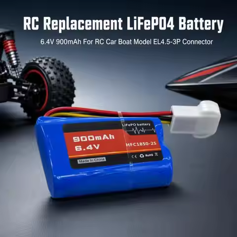 HFC1850-2S 6.4V 900mAh LiFePO4 Battery With EL4.5-3P Female Connector Replacement Battery For RC Car