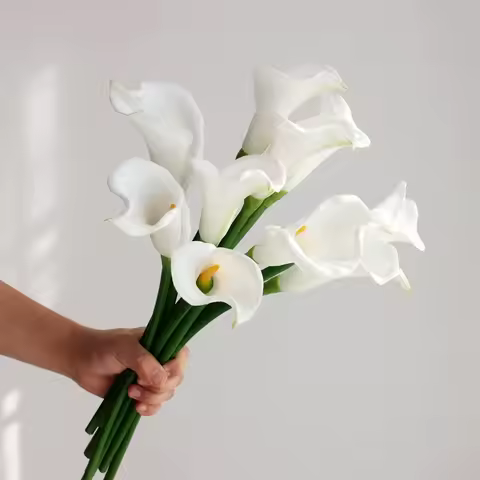 10PCS White Calla Lily Artificial Flower Bouquet Calla Lily Bridal Bouquet Wedding Flower Arrangemen