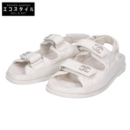 香奈兒 G35927 Coco Mark 菱格紋涼鞋/37碼