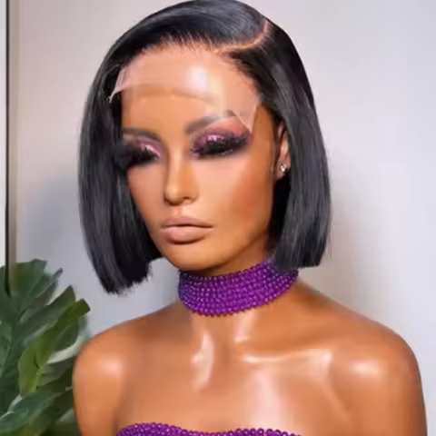 200% 13x6 Lace Frontal Wigs Straight Human Hair HD LaceFront Bob Wigs Pre Cut Straight Bob Wigs