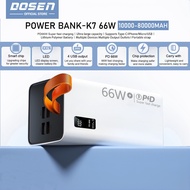 DOSEN Power Bank K7 Fast Charging Four USB Portable Digital Display Black White(PD66W/10000mAh-80000