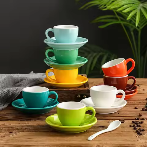 75ml Cappuccino Creative Cup Latte Art Cup Coffee Cup Dish Set European Colored Afternoon Tea Cup Wa
