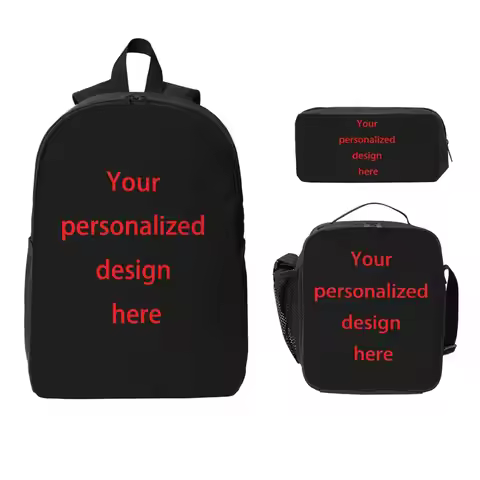 Customized Custom Backpack Boys Girls BookBag School Bag Computer Shoulder Bags 3ps Insulated Lunch 