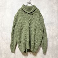 古著Polo Ralph Lauren Ralph Lauren顏色色披肩領粗針織毛衣，XL 碼