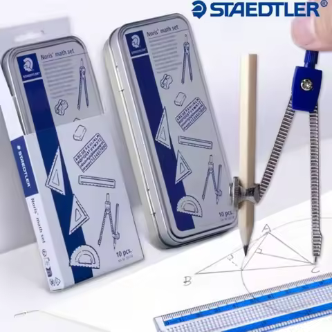 STAEDTLER 10-Piece Multi-Functional Professional Drawing Set for Students' Exams Protractor Ruler Co
