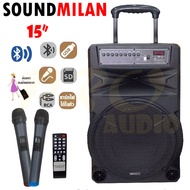 SOUNDMILAN ตู้ลำโพงขยายเสียงเคลื่อนที่ ตู้ลำโพง15นิ้ว ตู้ช่วยสอน ลำโพงตั้งพื้น ลำโพงกลางแจ้ง บลูทูธ USB FM เสียบไมค์ได้ รุ่น ML-016TD ( BEST AUDIO )