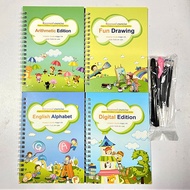 [Ready Stock] English Version 4 Book Magic Children 3D Copybook For Calligraphy Number English Handw