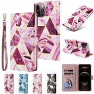 Casing for Samsung Galaxy A54 A34 A24 A14 A51 A71 A52 A52s 5G A53 A33 A13 A12 Luxury Gilding Marble Grain Flower Wallet Flip Cover Leather Case With Card Holder Slots Pocket TPU Bumper Shell Stand Hand Strap Lanyard Mobile Phone Covers Cases