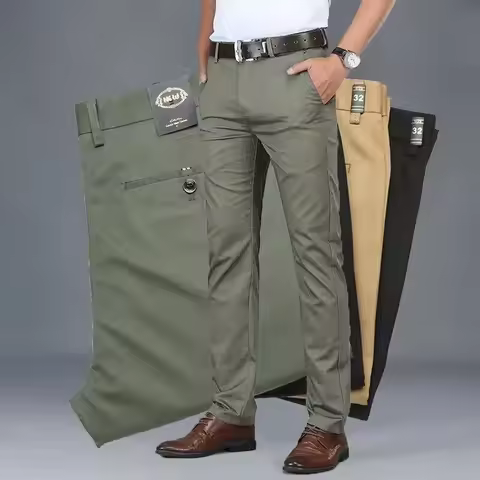 Men's Classic Stretch Casual Pants Business Office Straight Male Pants Brand Clothing Fashion Soft C