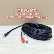[ 20M ] RCA CABLE 1to2 AUDIO/VIDEO CONVERTER CONNECTOR 3 COLOUR [BLACK,RED & WHITE] PHONE SPEAKER CO