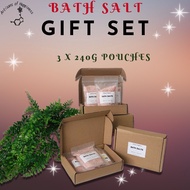 Gift set 3x240g Bath Salt for Body / Foot Soak / Scrub/ Rendam Kaki | Himalayan Pink Salt | Epsom Salt | Essential Oil