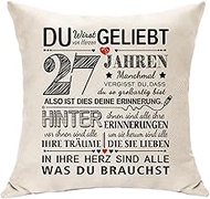 Decorative 27th Pillowcase Birthday Gifts for 27 Years Women Men Girlfriend Coworker Teacher Cousin 