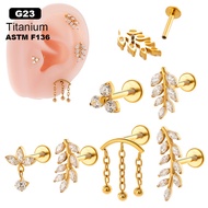 1 Piece Flat Head Crown Chain G23 Titanium Hypoallergenic Silver Gold Color Lip Labrest Stud Cartila