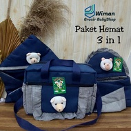 Paket Hemat (3 in 1) Tas Bayi Besar Fadli Boneka Beruang Gendongan Bayi Samping Topi Boneka Beruang 