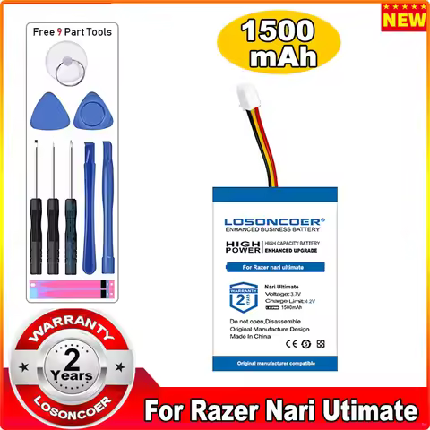 LOSONCOER 1500mAh For Razer Nari Ultimate Earphones Battery Beadset