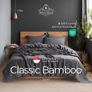 Reve Dore Cool Bamboo Bedsheet with Duvet Cover Bedsheet Set - Grey