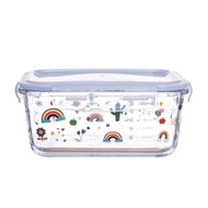 Rectangle Decal Glass Container (RA0945B)