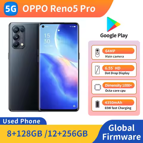oppo Reno 5 pro 5G Android Smartphone 6.55 inch Screen ROM 128GB/256GB CPU 64MP camera used phone