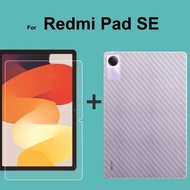 For Xiaomi Redmi Pad SE 11inch 2023 New Tempered Glass Screen Protector +Back Carbon Fiber
