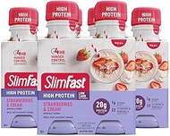SlimFast Advanced Nutrition High Protein Meal Replacement Shake, Strawberries & Cream, 20g of Ready 