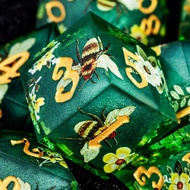 7PCS D20 Green Bees Dnd Dungeon Dragon Double-Layer Resin Sharp Edge Dice D and D&D Polyhedral Role 