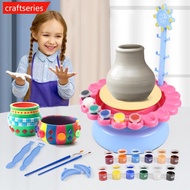 CRAFTSERIES USB Electric Pottery Wheel Machine Mini Pottery Making Machine DIY Craft Ceramic Clay Pottery Kit With Pigment Clay Kids Toy A5O6