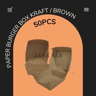 PAPER BURGER BOX KRAFT / BROWN 10CM X 10 CM X 7.5CM ( 50 PCS )