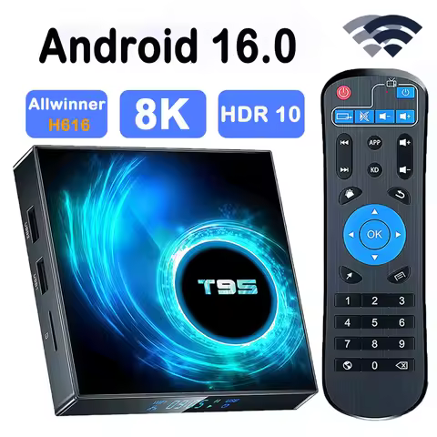 T95 Android 16.0 TV Box 4K 1080P 8K Media Player Allwinner H616 Smart TV Box Dual WiFi 2.4G/5G BT5 V