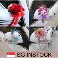 SG 🇸🇬 Wedding Bridal Door / Pew Chair ROM Decoration, Artificial Flower Rose Poeny with Ribbon, Car Door Handle, Local