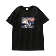 53543COD [/Recommended] Heavy 230g Double Yarn Pure Cotton Combed Tight Mouse Letter Print Short-Sle