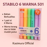 STABILO 6 COLORS 501 HIGHLIGHTER/ PASTEL COLOR STABILO/ COLOR STABILO/ STABILO SET6