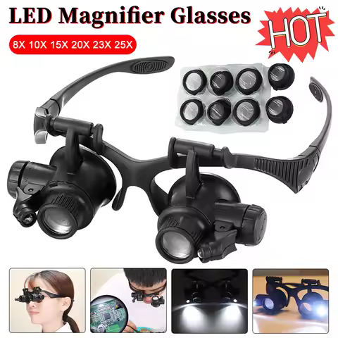 Head-mounted Magnifying Glasses With 2 LED Light For Reading Watchmaker Repair Jewelry Magnifier Eye