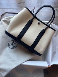 Hermes Garden Party 30 Vanilla Noir 愛馬仕帆布花園手袋30香草白配黑色