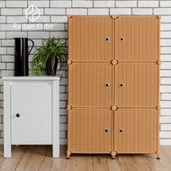 [特價]【藤立方】組合3層6格收納置物櫃(6門板+調整腳墊)-蜂蜜色-DIY