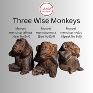 Leolle Wooden Display Statue 3 Wise Monkeys – Speak No Evil, Hear No Evil, See No Evil – Unique Ethn