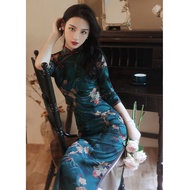 [Free Shipping]Cheongsam/Women's Clothing/Chinese Style/Improved cheongsam/Dress/Old Shanghai Cheongsam Dress/Long cheongsam/Dress Long Skirt