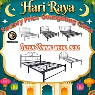 👍HF Queen/Single Metal Bed Double Deck Metal Bed Single Metal Bed With Foam Mattresses B