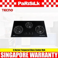 TECNO T 333TGSV 3-Burner Tempered Glass Cooker Hob (Sparkling Black)