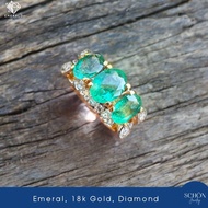 แหวนมรกต มรกตแท้ ตัวเรือนแหวนทอง18เค ประดับเพชรแท้ พร้อมใบเซอร์ใหญ่ Jewelry Report CER-GOLD-0006