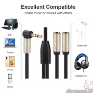 ELEGA Headphone Splitter 3 5mm Male to 2 Female Port 7 87 20cm Right Angled Extension Cable for Phon