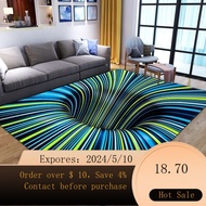3dThree-Dimensional Dizziness Living Room Illusion Trap Carpet Black and White Crystal Velvet Square Bedroom Floor Mat