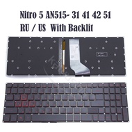 US RU SP แป้นพิมพ์แล็ปท็อปสำหรับ Nitro 5 An515-31 An515-41 An515-42 An515-51 N515-52 An515-53
