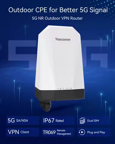 Support SA/NSA Waterproof IP67 Yeacomm Outdoor 4G 5G CPE Router with Dual SIM Card Slot and POE Powe