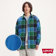 Levis Gold Tab金標系列 男款 Oversize法蘭絨格紋襯衫外套 / 內裏全刷毛 成熟感藍綠格紋 熱賣單品