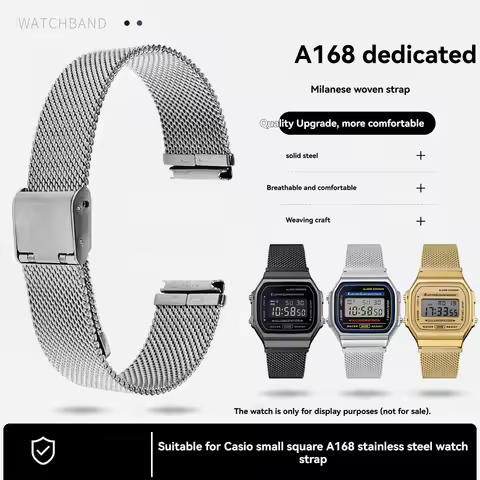 18mm Stainless steel Watchband For Casio A168 A168WEM-1PR A168WGG-1B A158 F91w Milan weaving Strap M